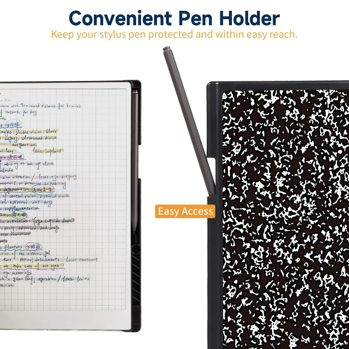 QIOFEARTH Case for Remarkable Paper Pro Tablet 11.8" (2024) with Auto Sleep/Wake & Pen Holder | Black Notebook - view 5