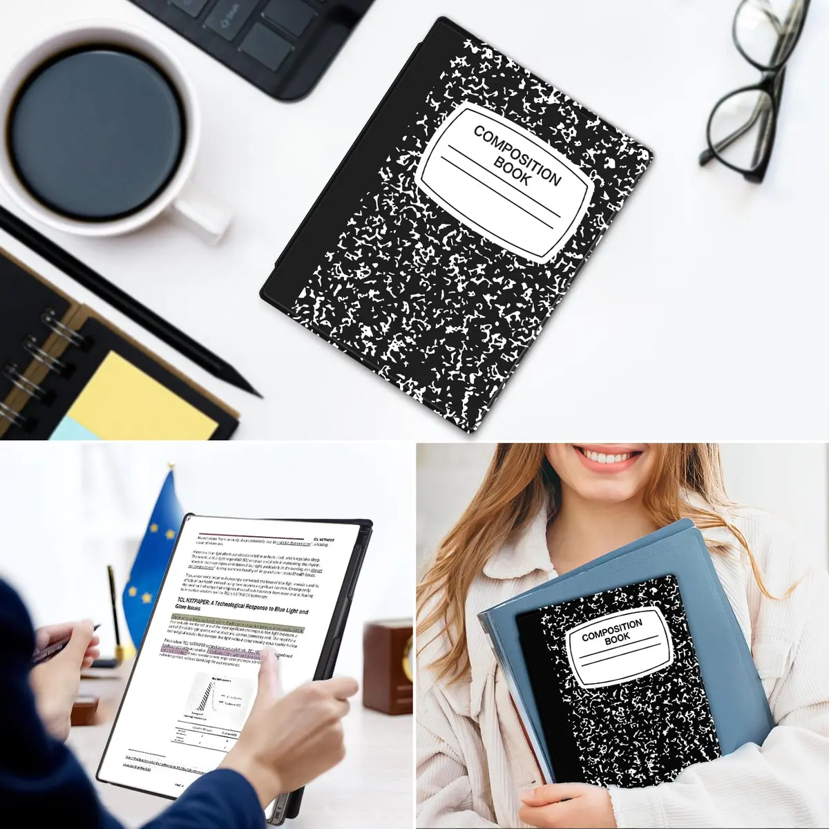 QIOFEARTH Case for Remarkable Paper Pro Tablet 11.8" (2024) with Auto Sleep/Wake & Pen Holder | Black Notebook - view 6