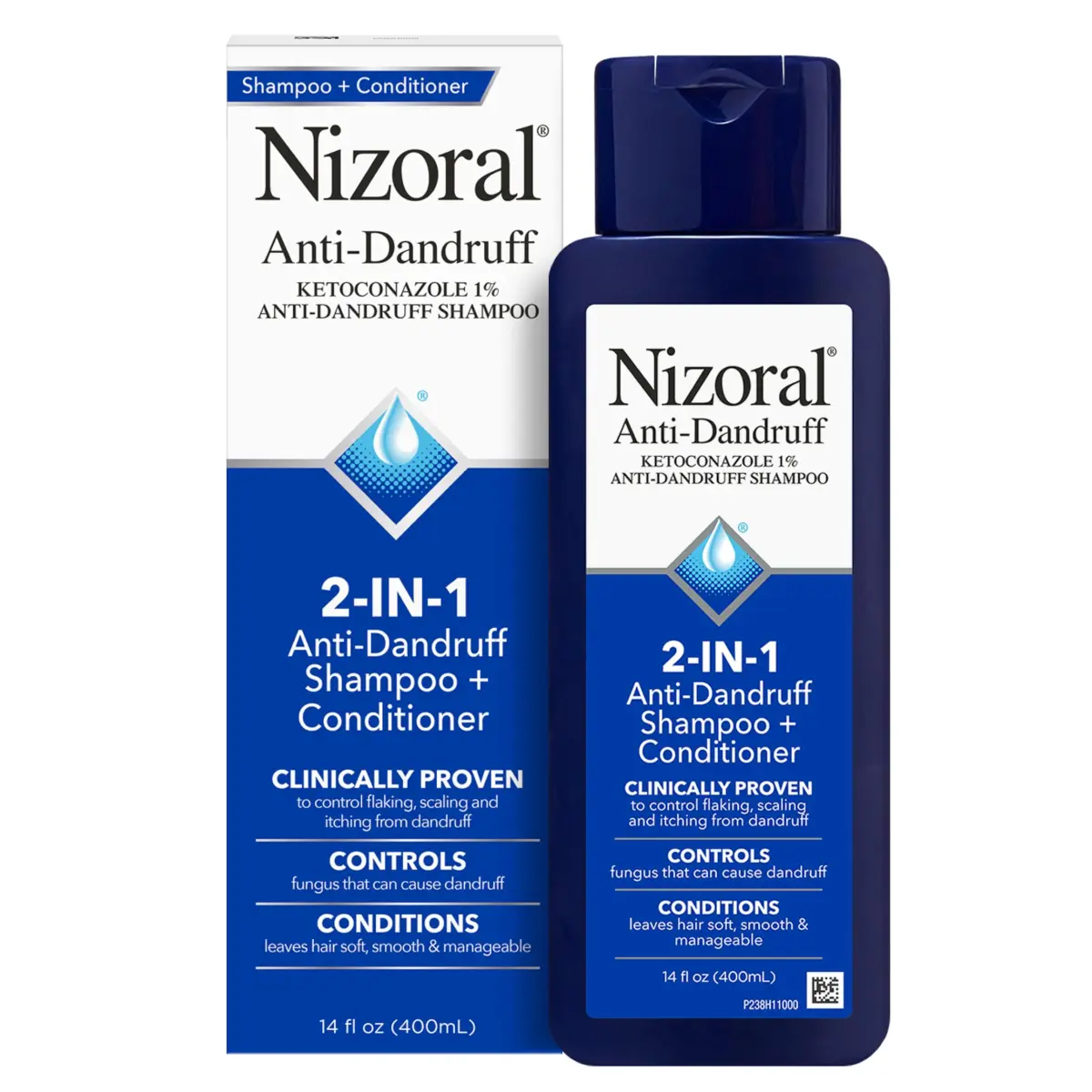 Nizoral 2-in-1 Anti Dandruff Shampoo and Conditioner, 414ml (14 Fl Oz) | Ketoconazole 1% for Scalp Health - main product image