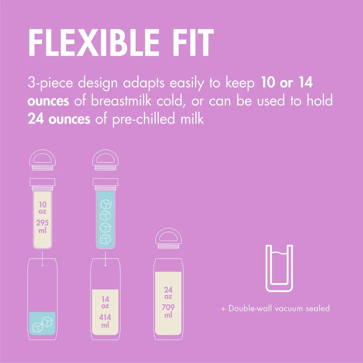 Boon Frosh Breast Milk Chiller and Storage Container - Purple - 10-24 Oz | Portable, TSA Compliant, Keeps Milk Cold 17 Hours - view 3