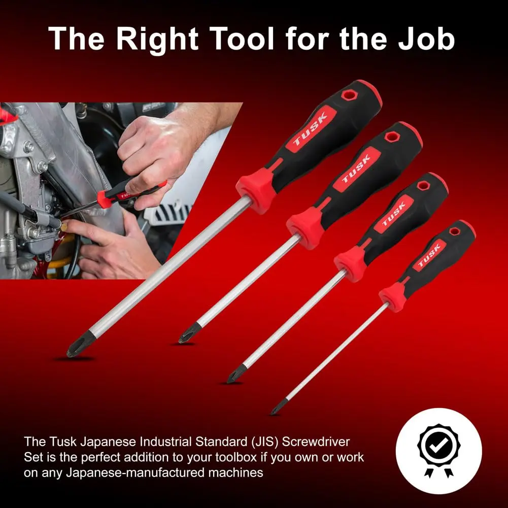 TUSK JIS Screwdriver Set 4 Piece #0, #1, #2, #3 | Magnetic Tips & Ergonomic Grips - view 2