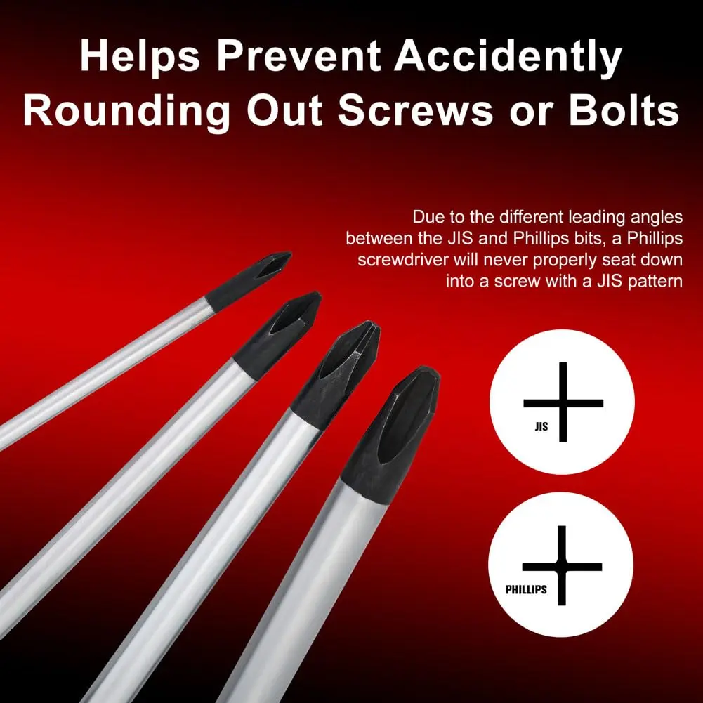 TUSK JIS Screwdriver Set 4 Piece #0, #1, #2, #3 | Magnetic Tips & Ergonomic Grips - view 3