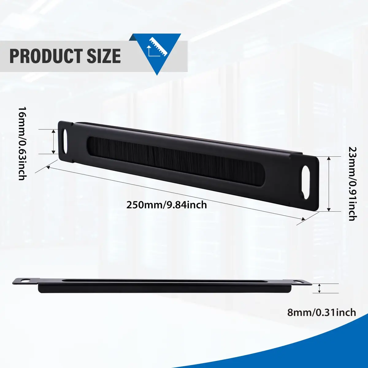 GeeekPi 0.5U Brush Cable Manager Rack Mount for 10" Server Rack | Cable Entry Brush Strip for Organized Management - view 4