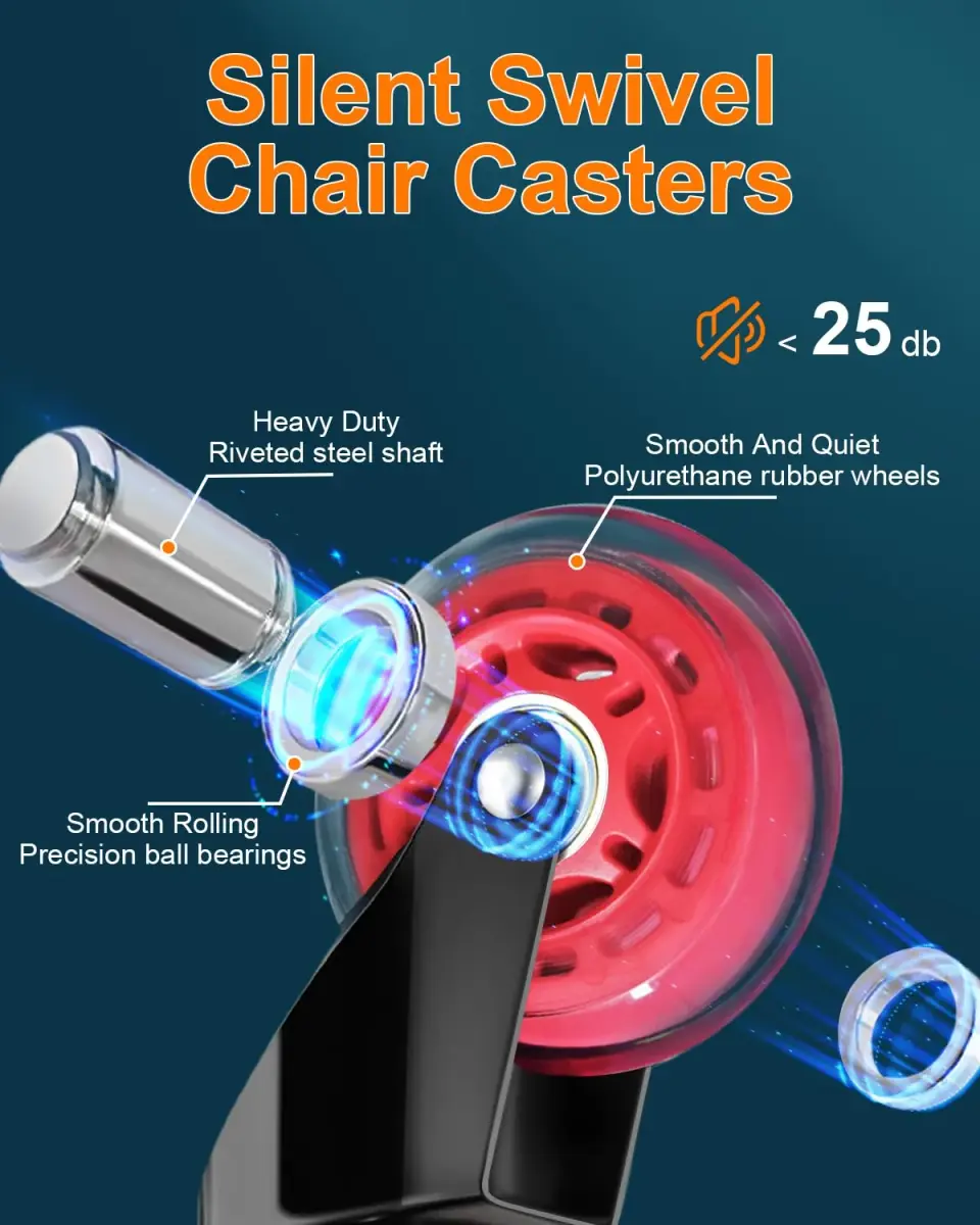 RidRed Heavy-Duty Office Chair Wheels - 5-Pack, 3-Inch Diameter, Red | Smooth Rolling, Noise-Free, Universal Fit - view 2