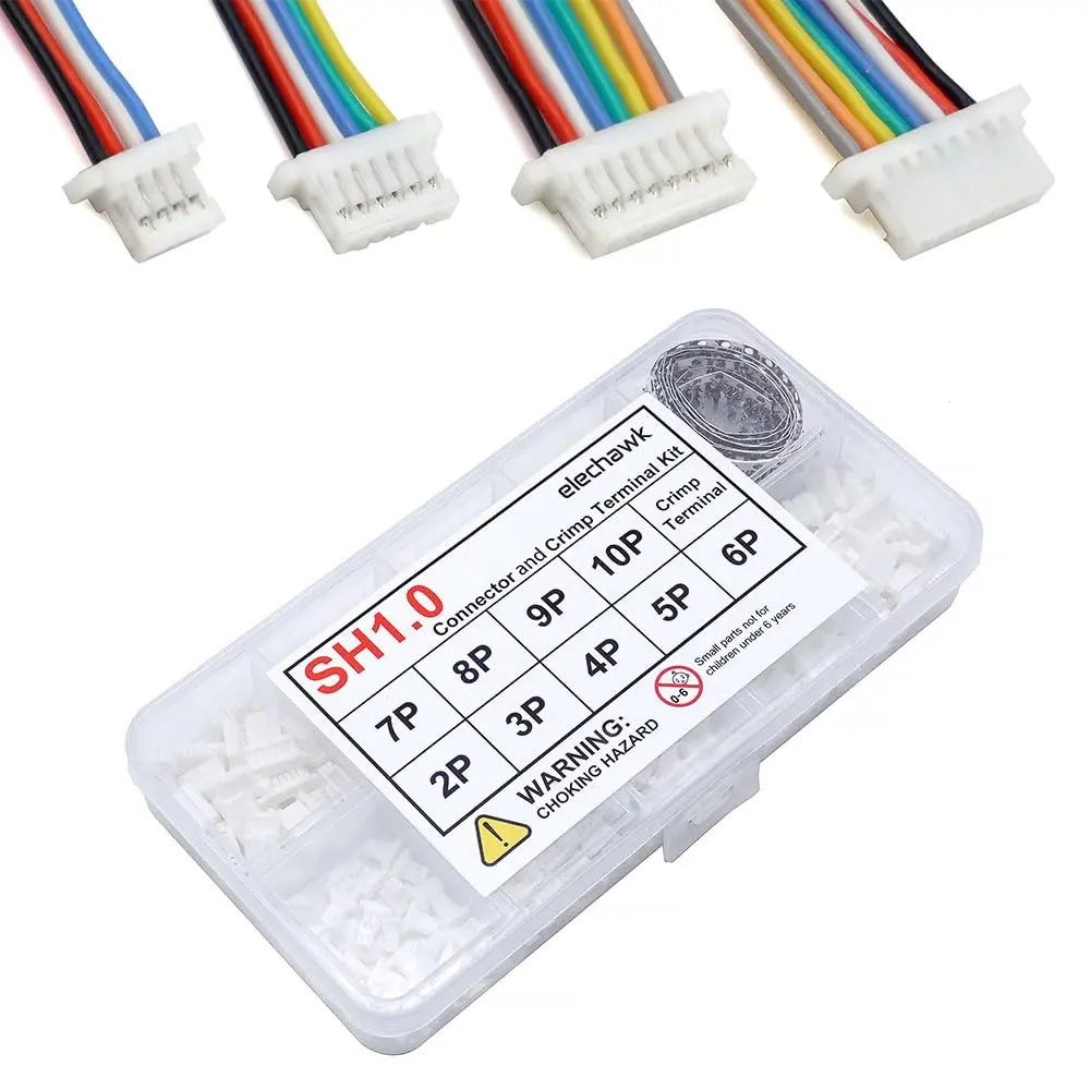 elechawk Connectors & Crimp Terminal Kit for Flight Controllers | 1.0mm Pitch, Compatible with JST SH, 25+25+25+25+25+25+25+20+20pcs - view 3