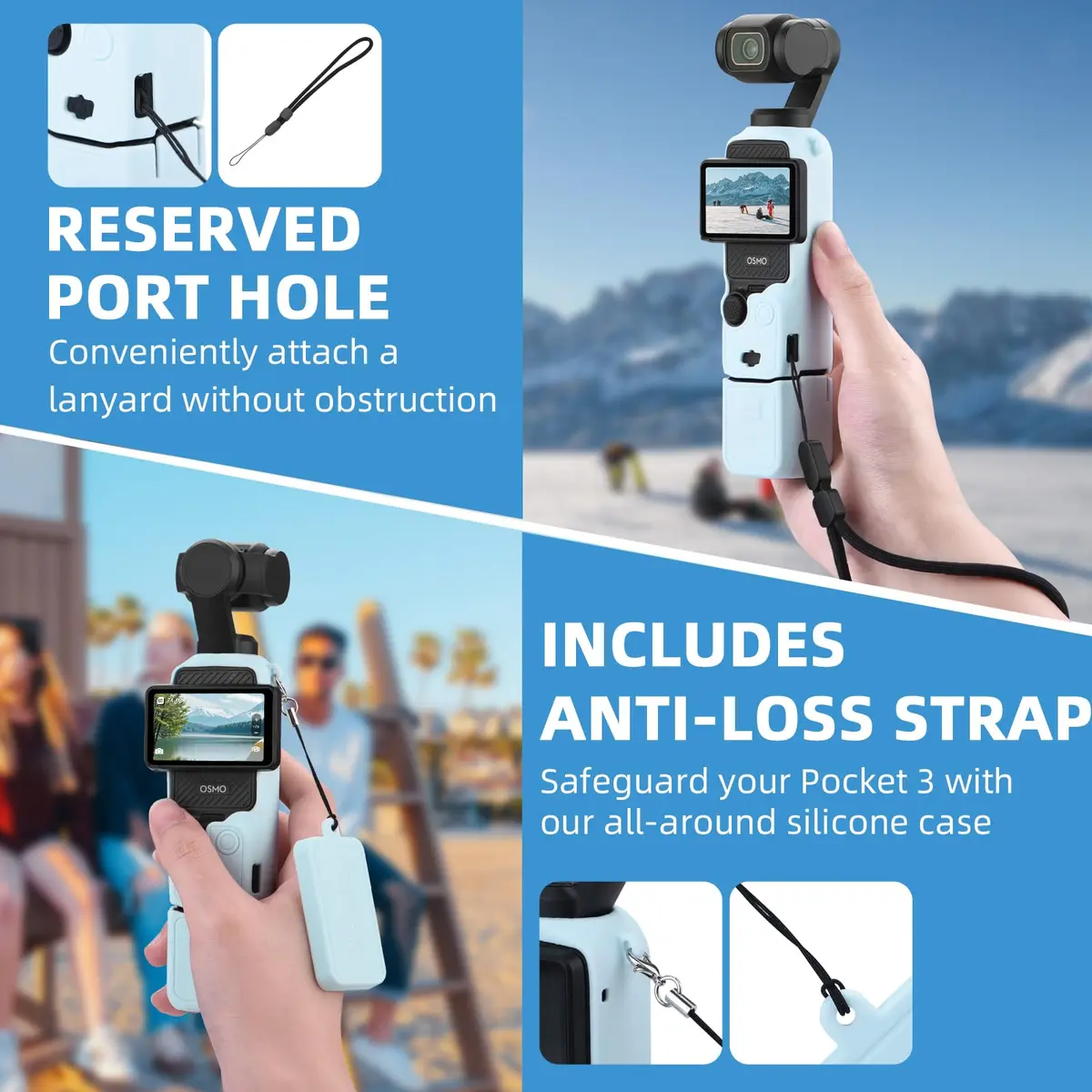 BRDRC Pocket 3 Silicone Cover for DJI OSMO Pocket 3 | Scratch-Resistant Skin & Anti-Loss Strap - view 2
