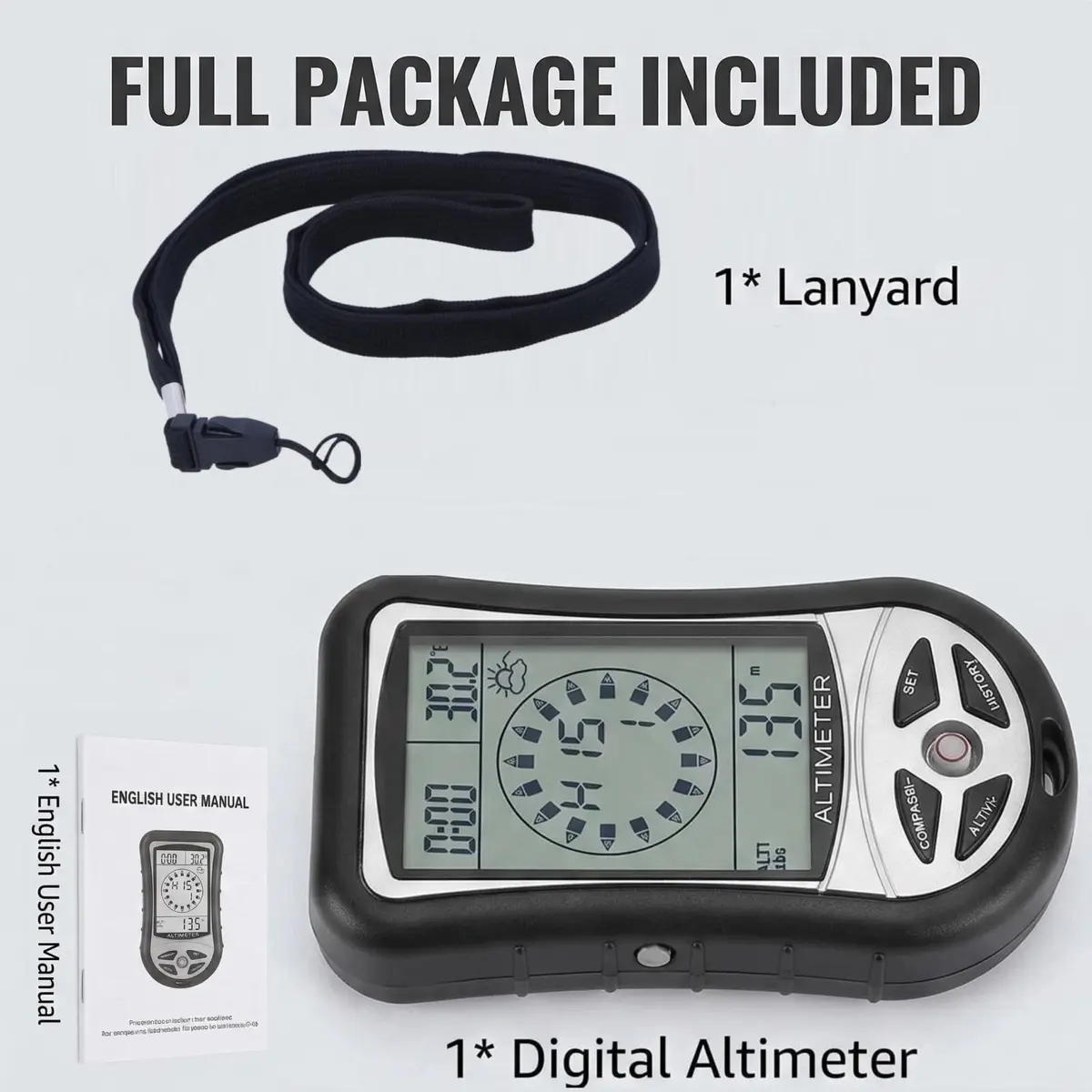 Kodrily Digital Altimeter, Compass & Thermometer | 8-in-1 Hiking Tool, -2300 to 29500FT, 1100MBAR, 0°C-60°C | India Import - view 9