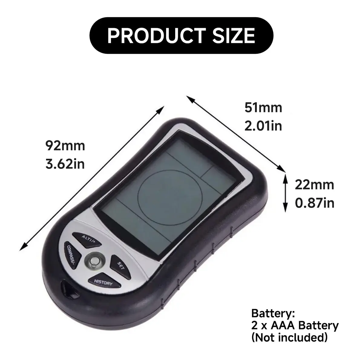 Kodrily Digital Altimeter, Compass & Thermometer | 8-in-1 Hiking Tool, -2300 to 29500FT, 1100MBAR, 0°C-60°C | India Import - view 3