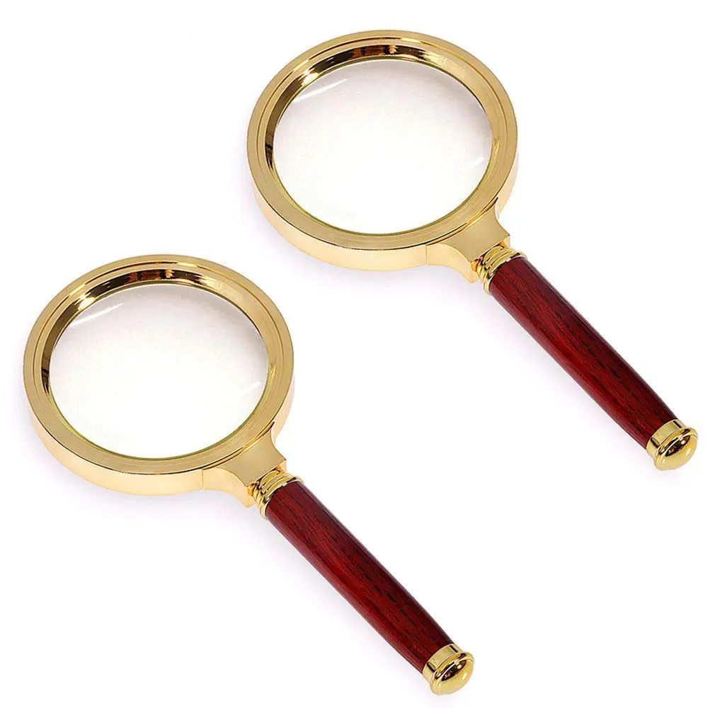 COCOMK Handheld Magnifying Glass 6X Magnification with Wooden Handle, 80mm Optical Glass Lens | Visual Aid for Reading & Inspection - main product image