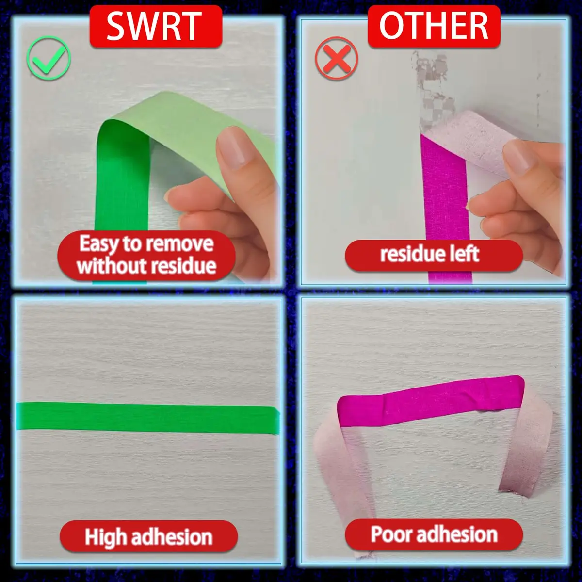 SWRT Neon Gaffer Cloth Tape 6 Rolls, 0.6 in x 16.5 Ft Each | UV Reactive for Parties & Decor - view 6