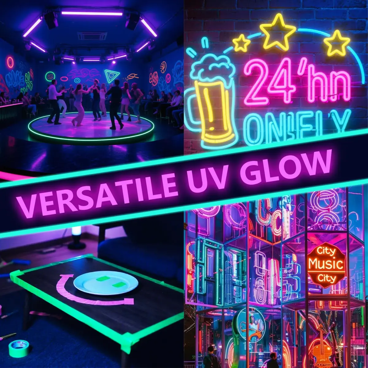 SWRT Neon Gaffer Cloth Tape 6 Rolls, 0.6 in x 16.5 Ft Each | UV Reactive for Parties & Decor - view 8