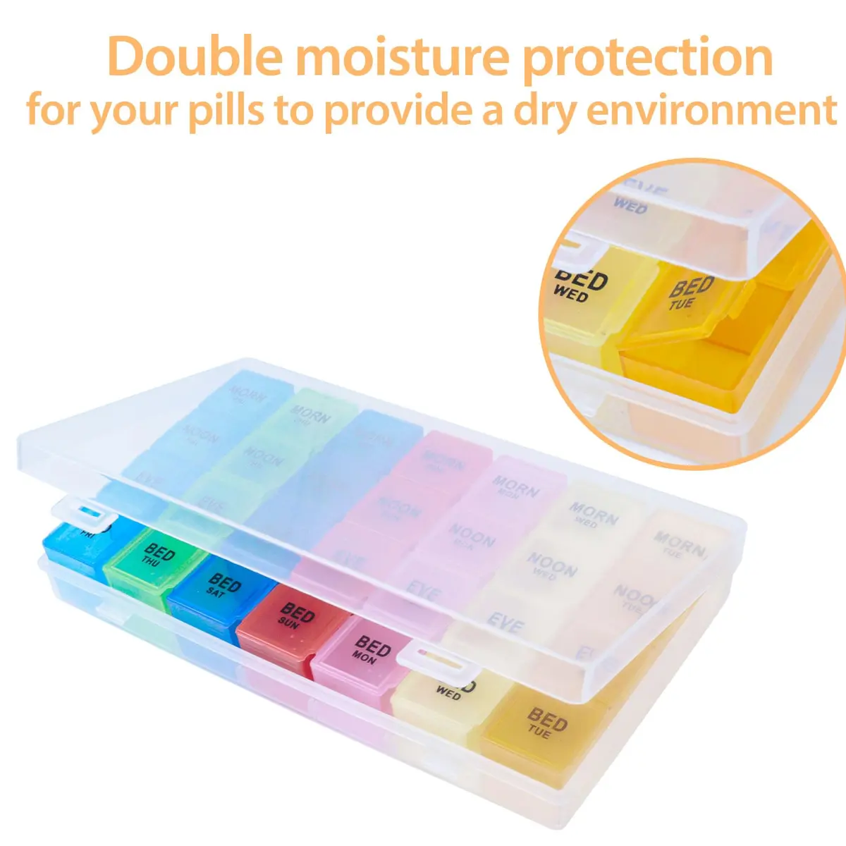 Acquwistach Extra Large Pill Box Weekly Organizer 28 Days | 4 Compartments per Day, Big Storage, Locking Design - view 5