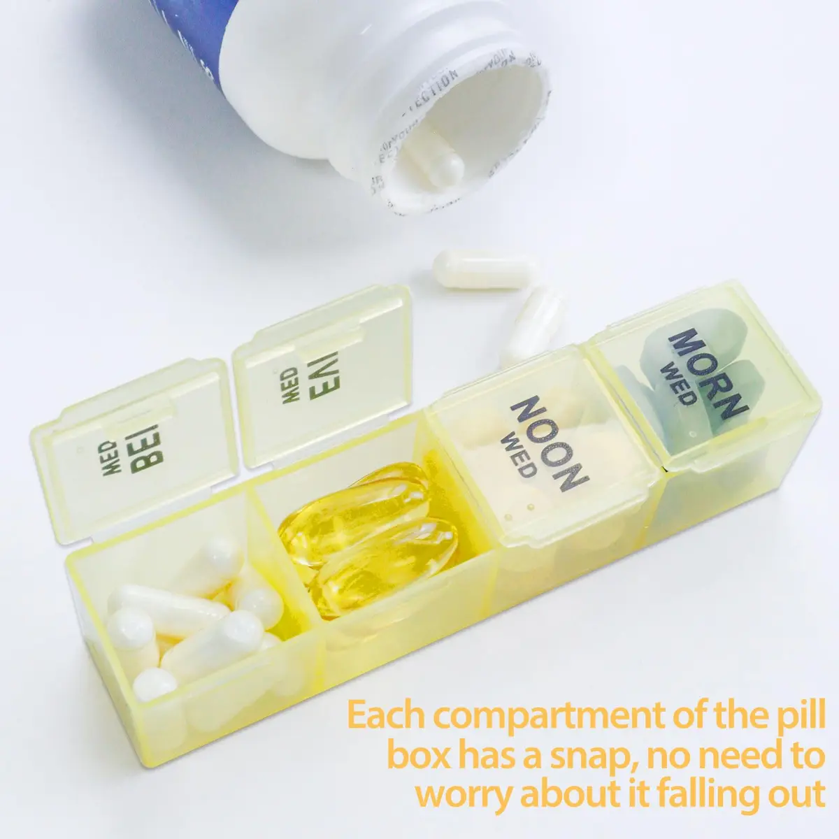Acquwistach Extra Large Pill Box Weekly Organizer 28 Days | 4 Compartments per Day, Big Storage, Locking Design - view 6