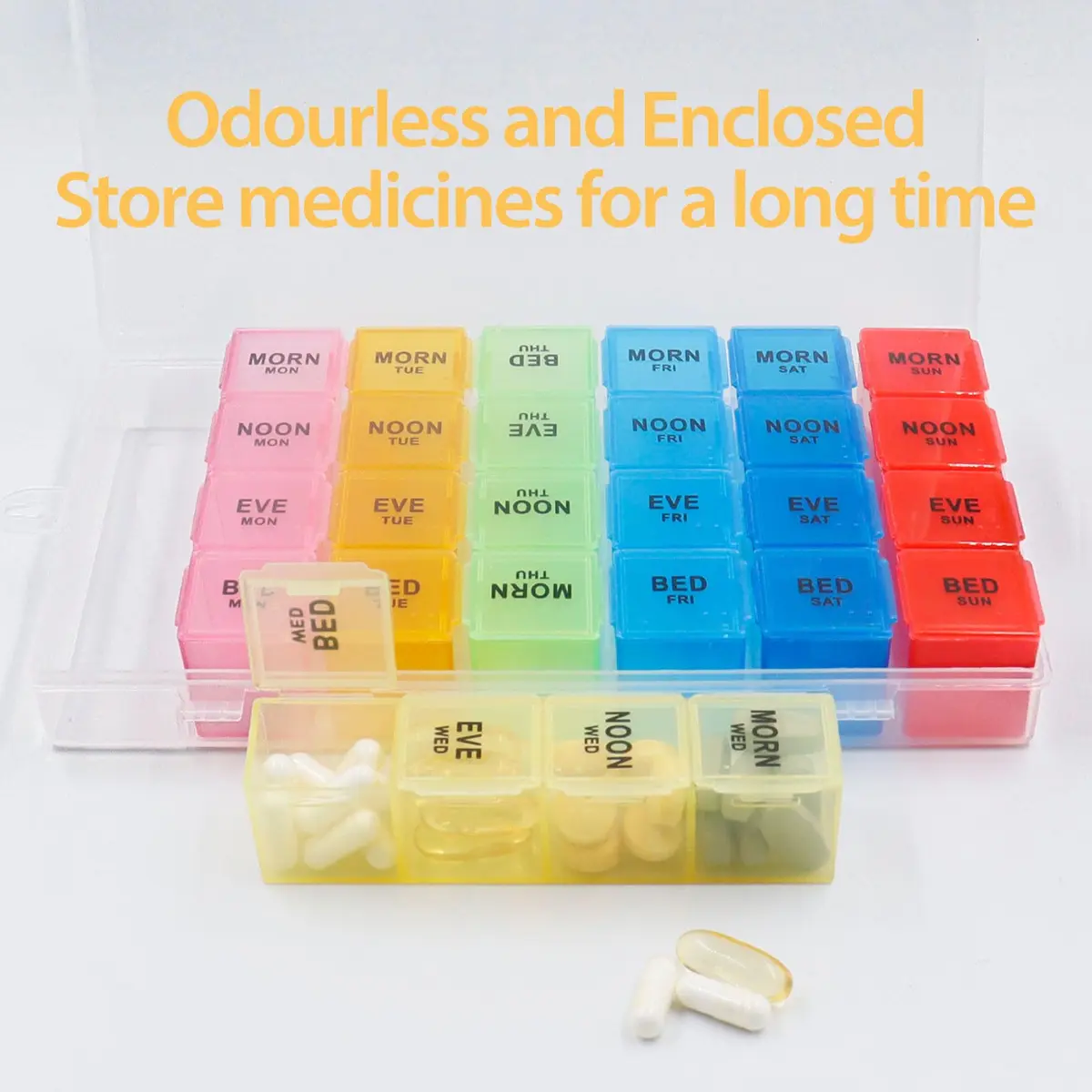 Acquwistach Extra Large Pill Box Weekly Organizer 28 Days | 4 Compartments per Day, Big Storage, Locking Design - view 4