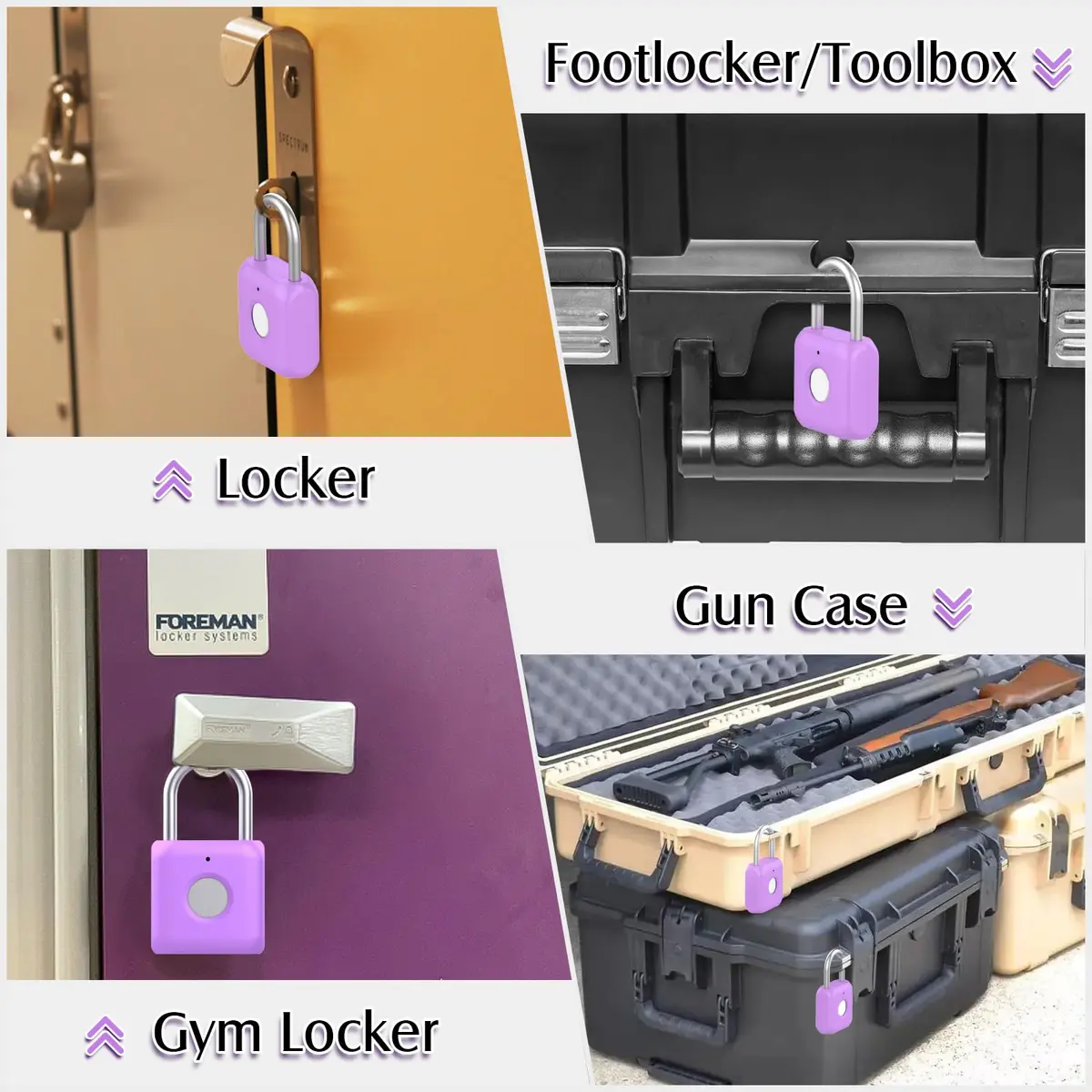 Pothunder Fingerprint Padlock, Smart Lock, Locker Lock, APP Unlock, USB Rechargeable, Lavender Purple | High Recognition Rate - view 9