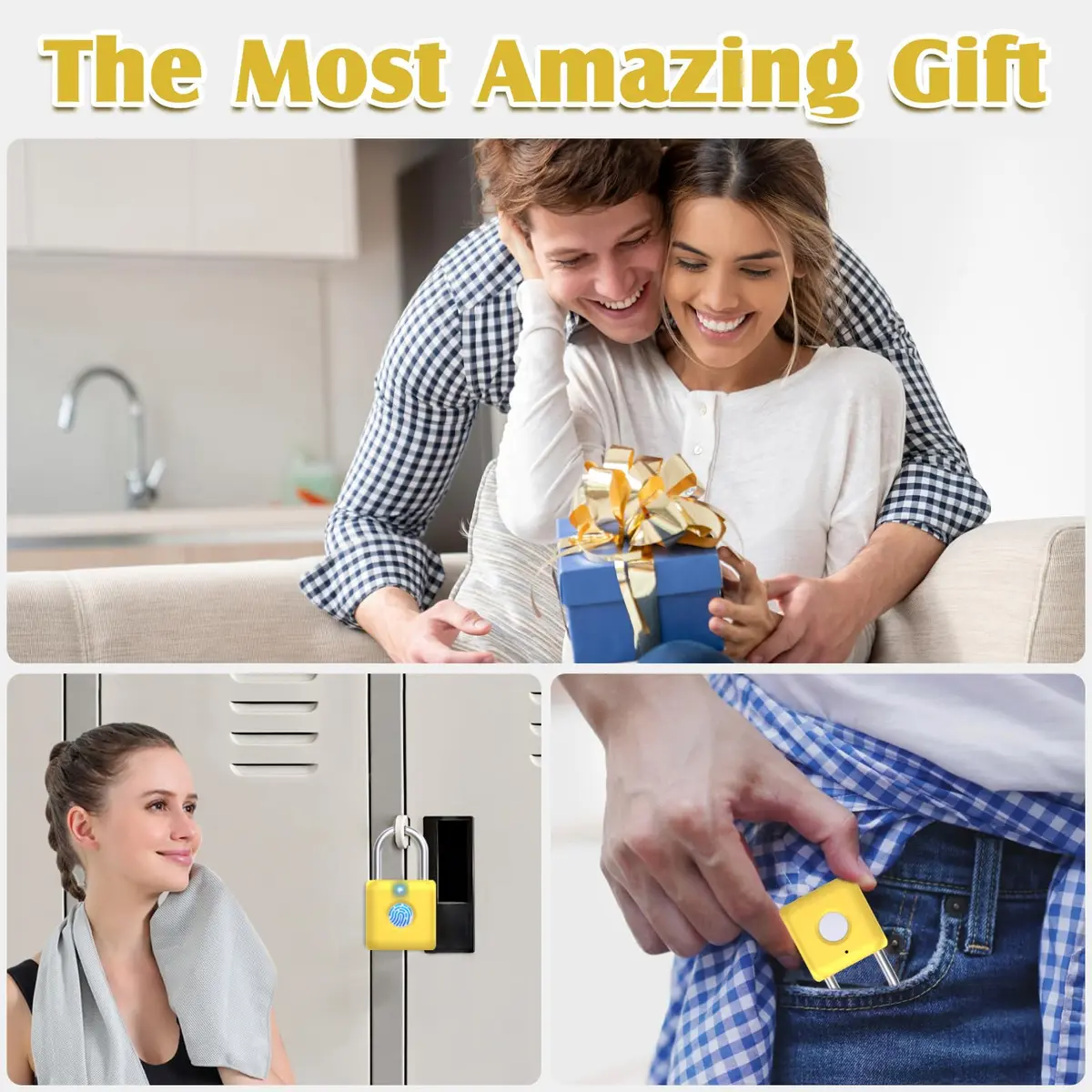 Pothunder Fingerprint Padlock, Smart Lock with APP Unlock, USB Rechargeable, Suitable for Gym Locker, Locker (Lemon Yellow) | Biometric Security - view 8