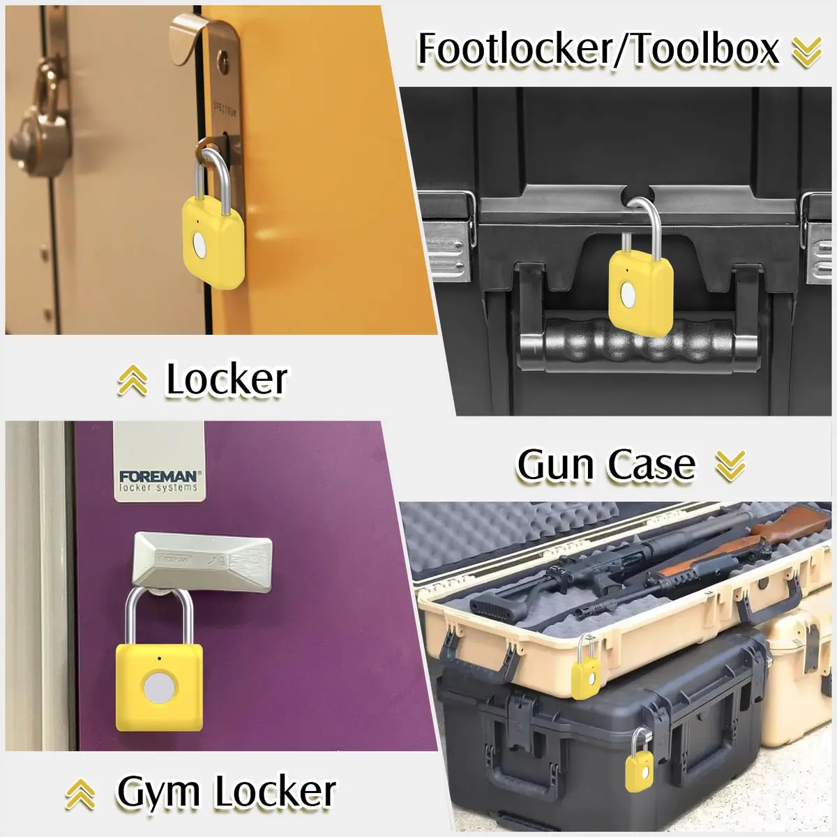 Pothunder Fingerprint Padlock, Smart Lock with APP Unlock, USB Rechargeable, Suitable for Gym Locker, Locker (Lemon Yellow) | Biometric Security - view 9