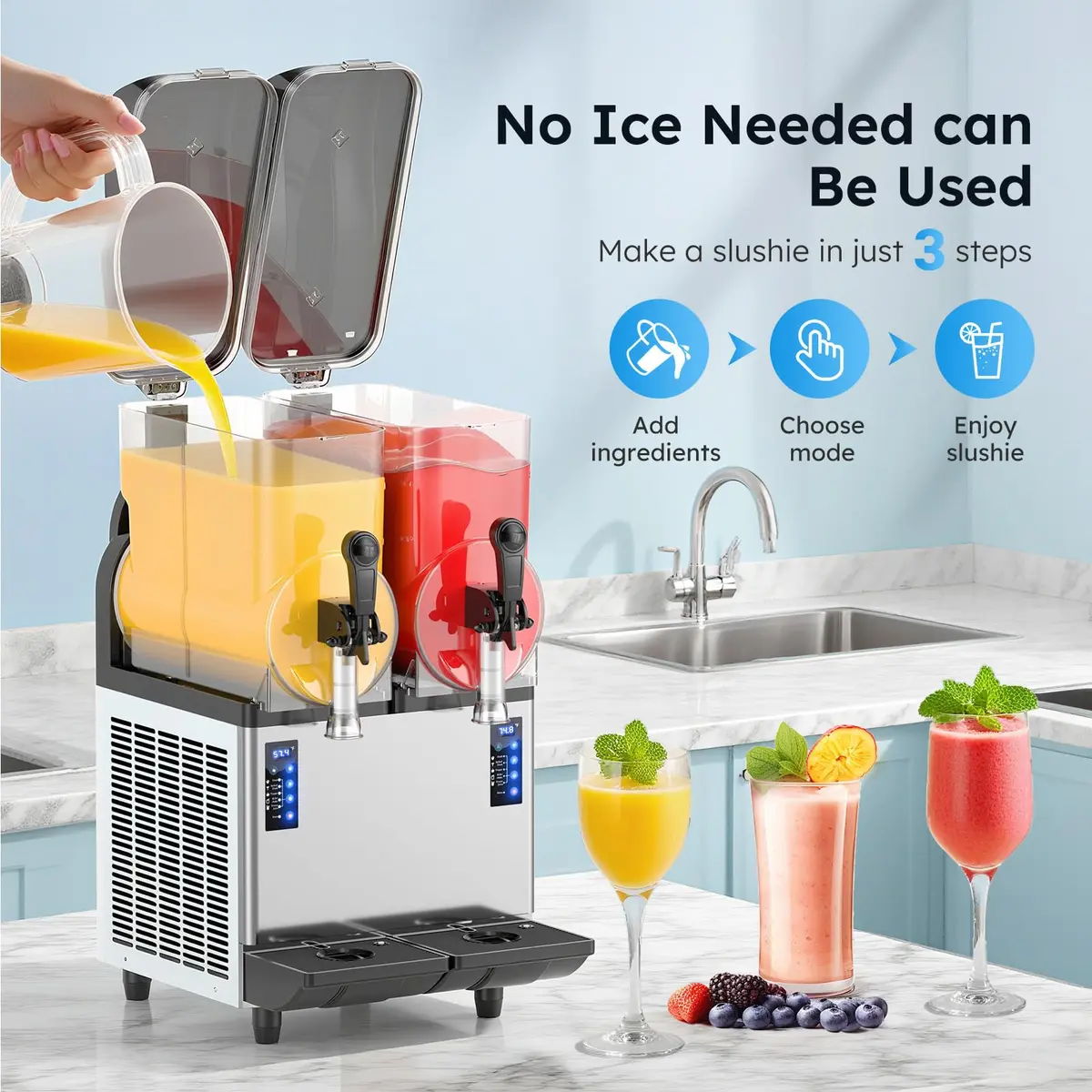 Mojgar Commercial Slushie Machine 30L | Large Capacity, Fast Cooling & Self-Cleaning - view 3