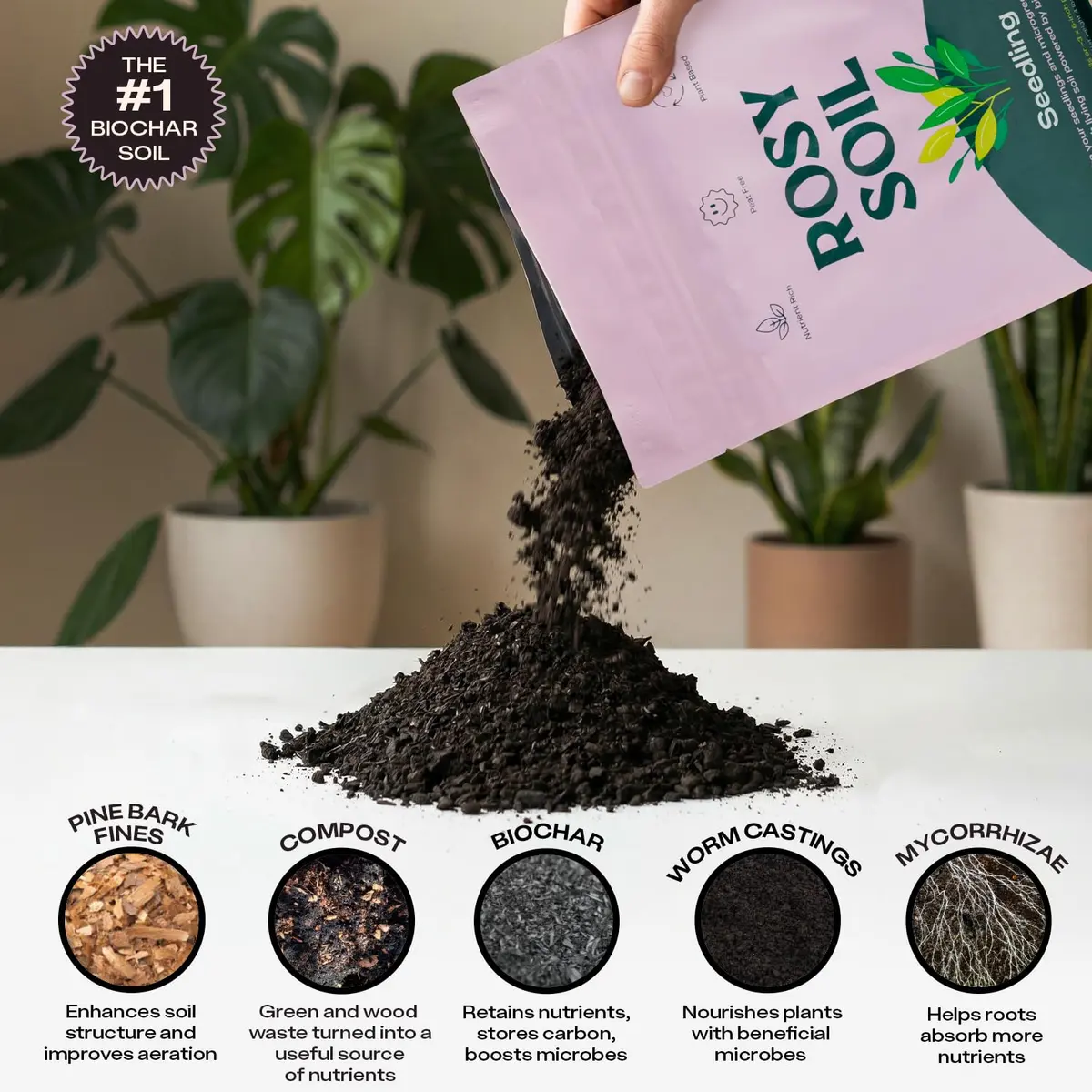 Rosy Soil Seedling Soil Mix 4 Quarts | Organic, Peat-Free, Supports Root Growth - view 4