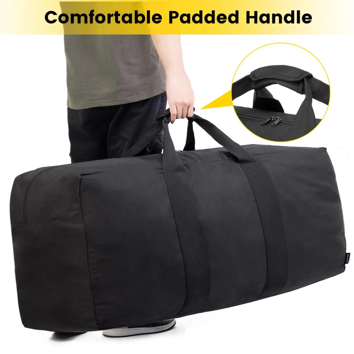 Vorspack 250L Extra Large Duffle Bag for Travel, Camping - Black | Heavy Duty Polyester with Padded Handle - view 5