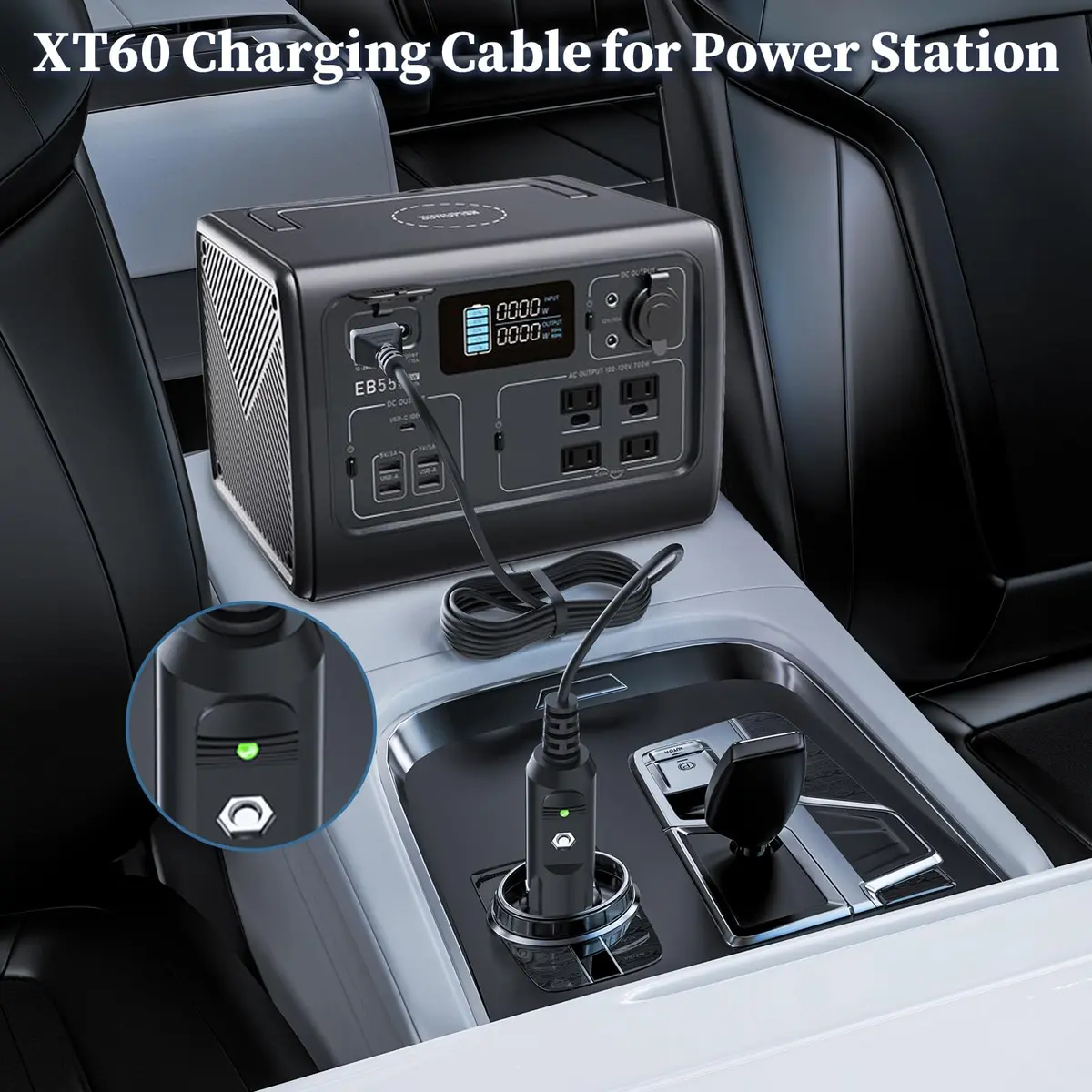 JATERSERN Car Charger for EF ECOFLOW Delta/River Power Cord 1.5M | Over-Voltage & Over-Load Protection - view 2