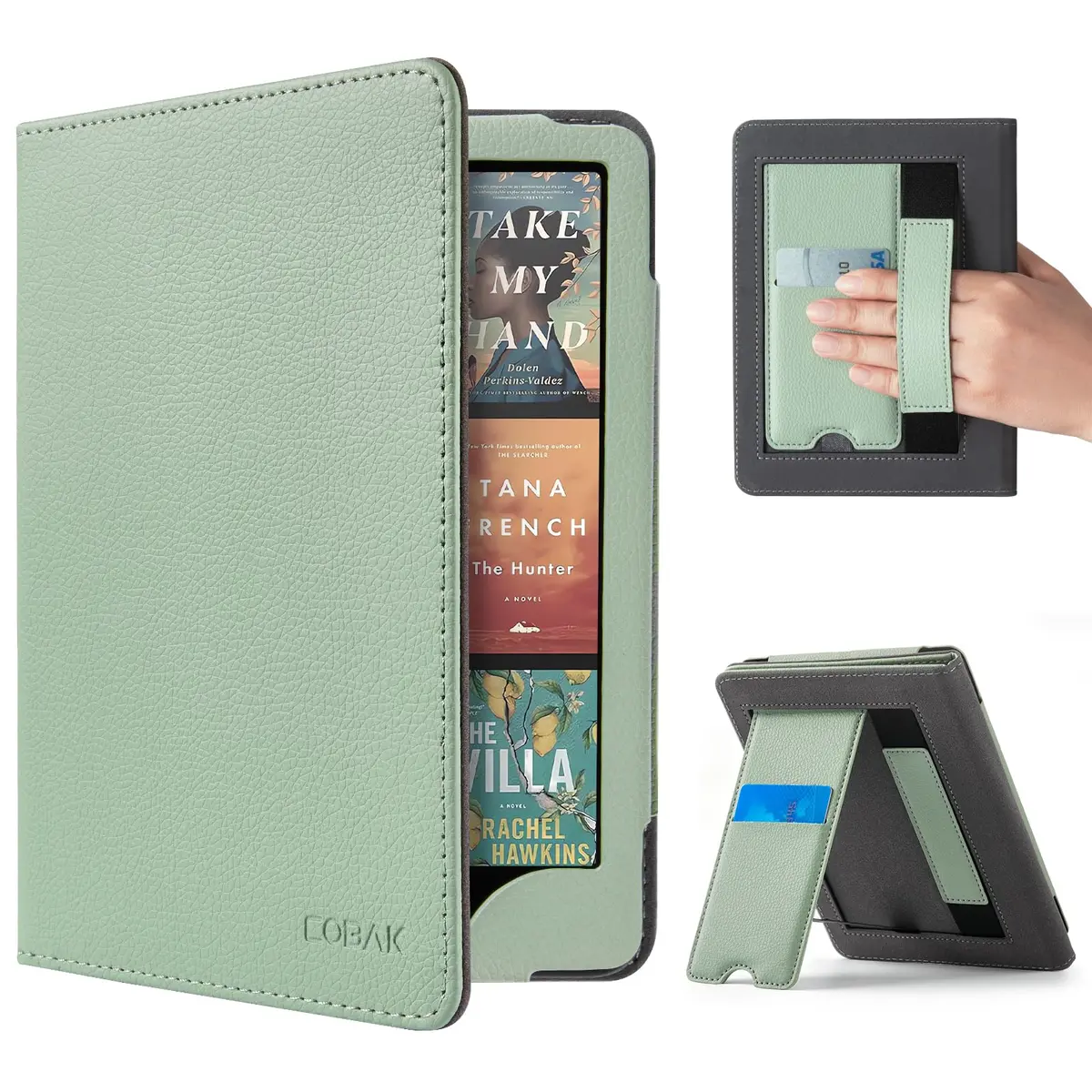 CoBak Case with Stand for Kindle Paperwhite 12th Gen 2024 7" & Signature Edition | Sage Green PU Leather Cover with Auto Sleep Wake - main product image
