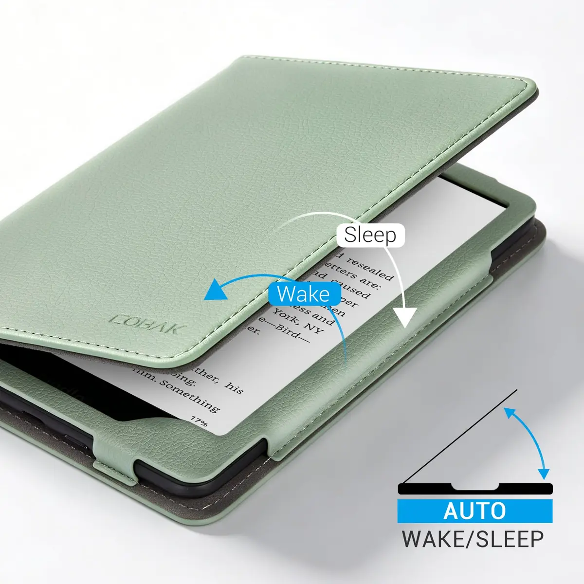 CoBak Case with Stand for Kindle Paperwhite 12th Gen 2024 7" & Signature Edition | Sage Green PU Leather Cover with Auto Sleep Wake - view 6