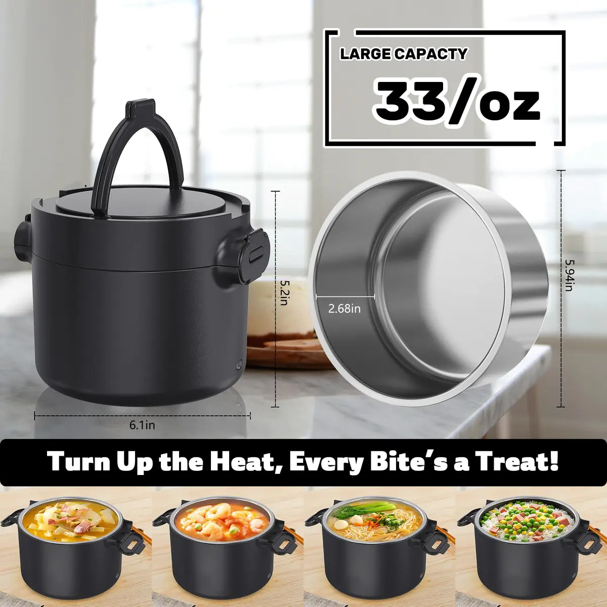 Budth Electric Lunch Box 1.5L | Portable Car & Office Food Warmer with Stainless Steel Container - view 2