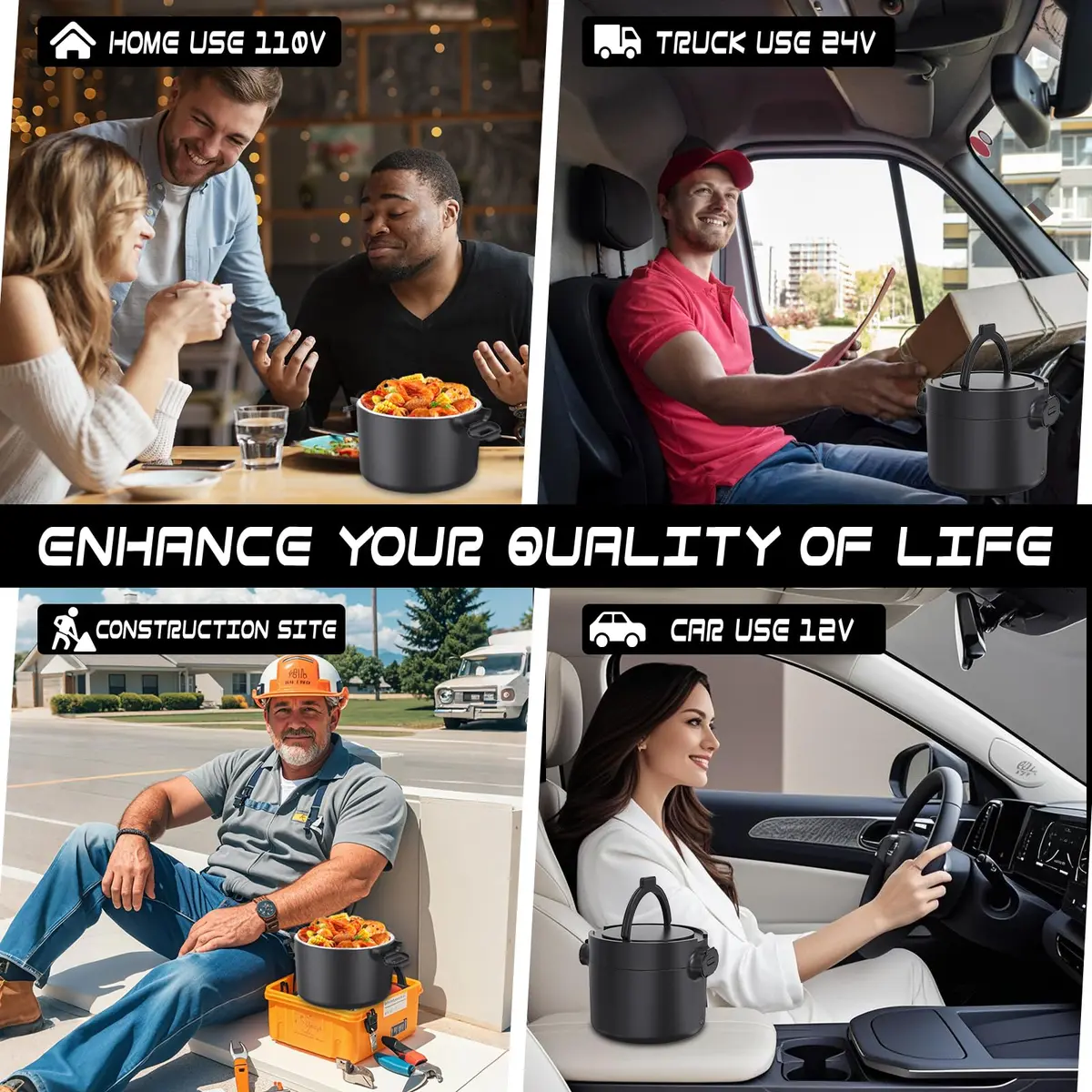 Budth Electric Lunch Box 1.5L | Portable Car & Office Food Warmer with Stainless Steel Container - view 3