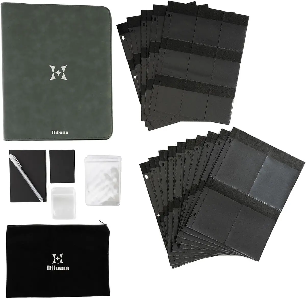 Hibana Jewelry Storage Home Edition - Sage - Zippered Binder, Anti-Tarnish Ziplock Pouches, Organization & Storage for 85 pcs, 13.25x10.75x2.5 - main product image