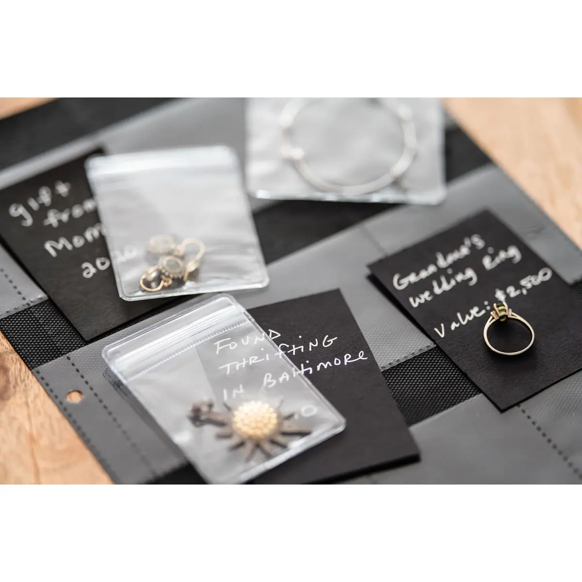 Hibana Jewelry Storage Home Edition - Sage - Zippered Binder, Anti-Tarnish Ziplock Pouches, Organization & Storage for 85 pcs, 13.25x10.75x2.5 - view 8