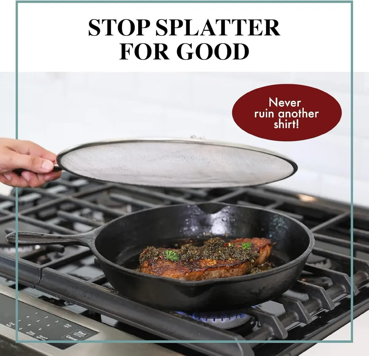 BergKoch Splatter Screen Set of 3 (9.5/11.5/13 Inch) Stainless Steel Grease Guard | Prevents Oil Splatter During Cooking - view 8
