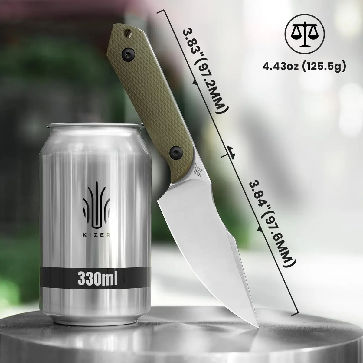 Kizer Harpoon Fixed Blade Knife 3.84” D2 Steel | Compact EDC Hunting Knife with Sheath - view 5