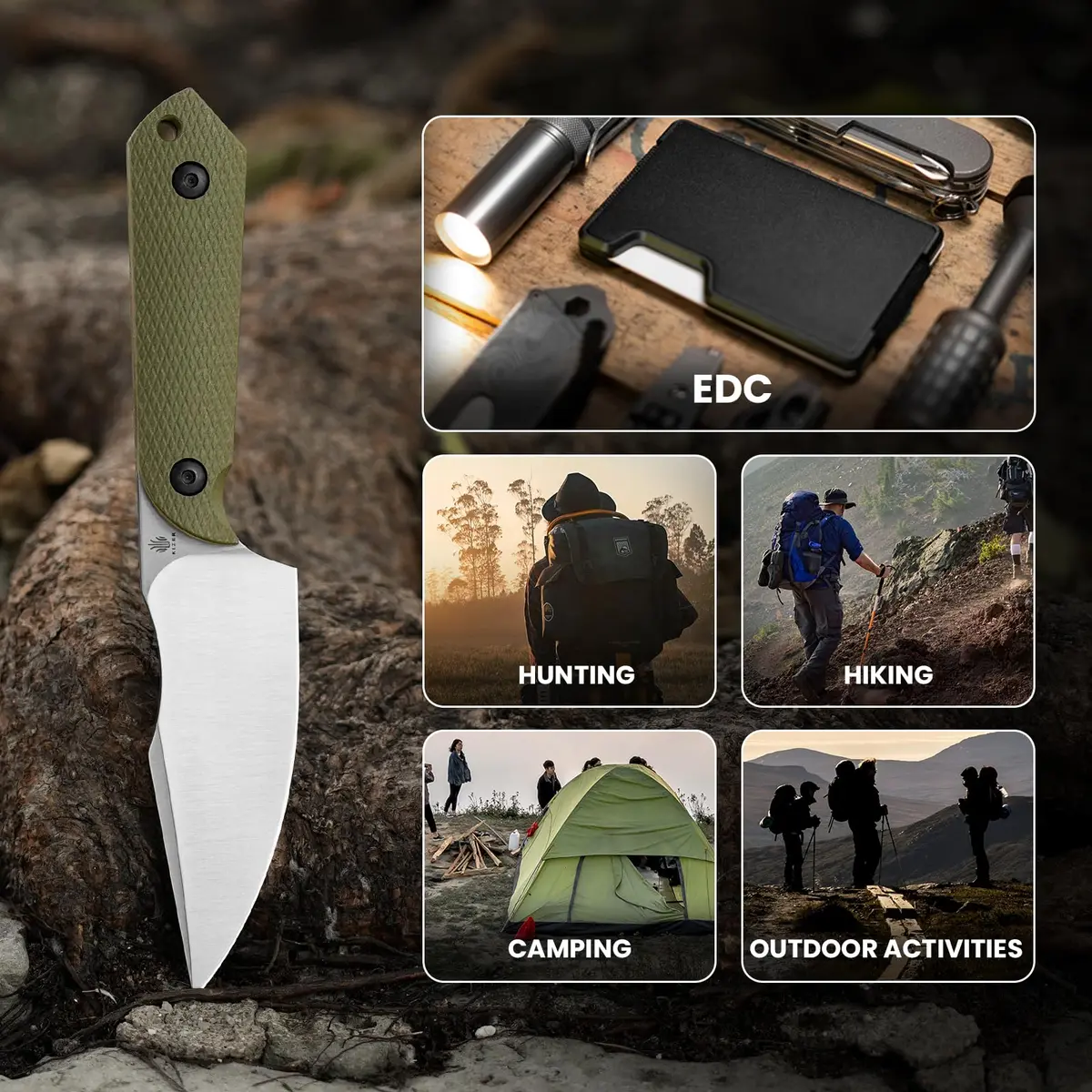 Kizer Harpoon Fixed Blade Knife 3.84” D2 Steel | Compact EDC Hunting Knife with Sheath - view 7