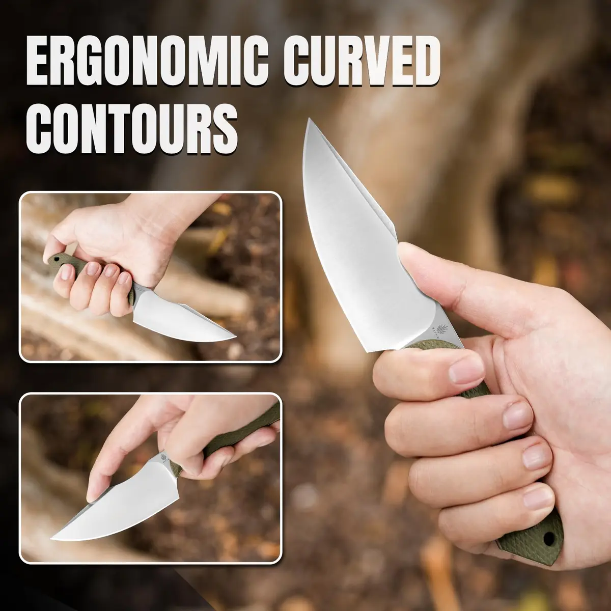 Kizer Harpoon Fixed Blade Knife 3.84” D2 Steel | Compact EDC Hunting Knife with Sheath - view 4