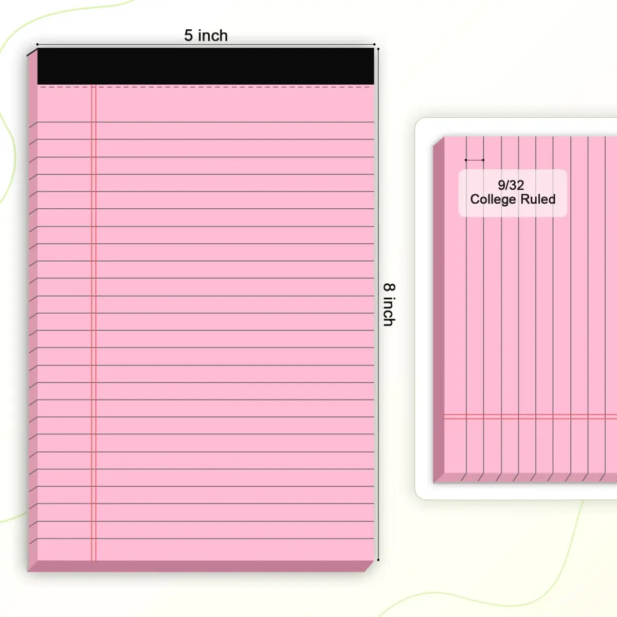 AILZFEI Pink Purple Small Legal Pad 5 x 8 Inch 6 Pack | College Ruled Paper Notepads with Sturdy Back - view 2