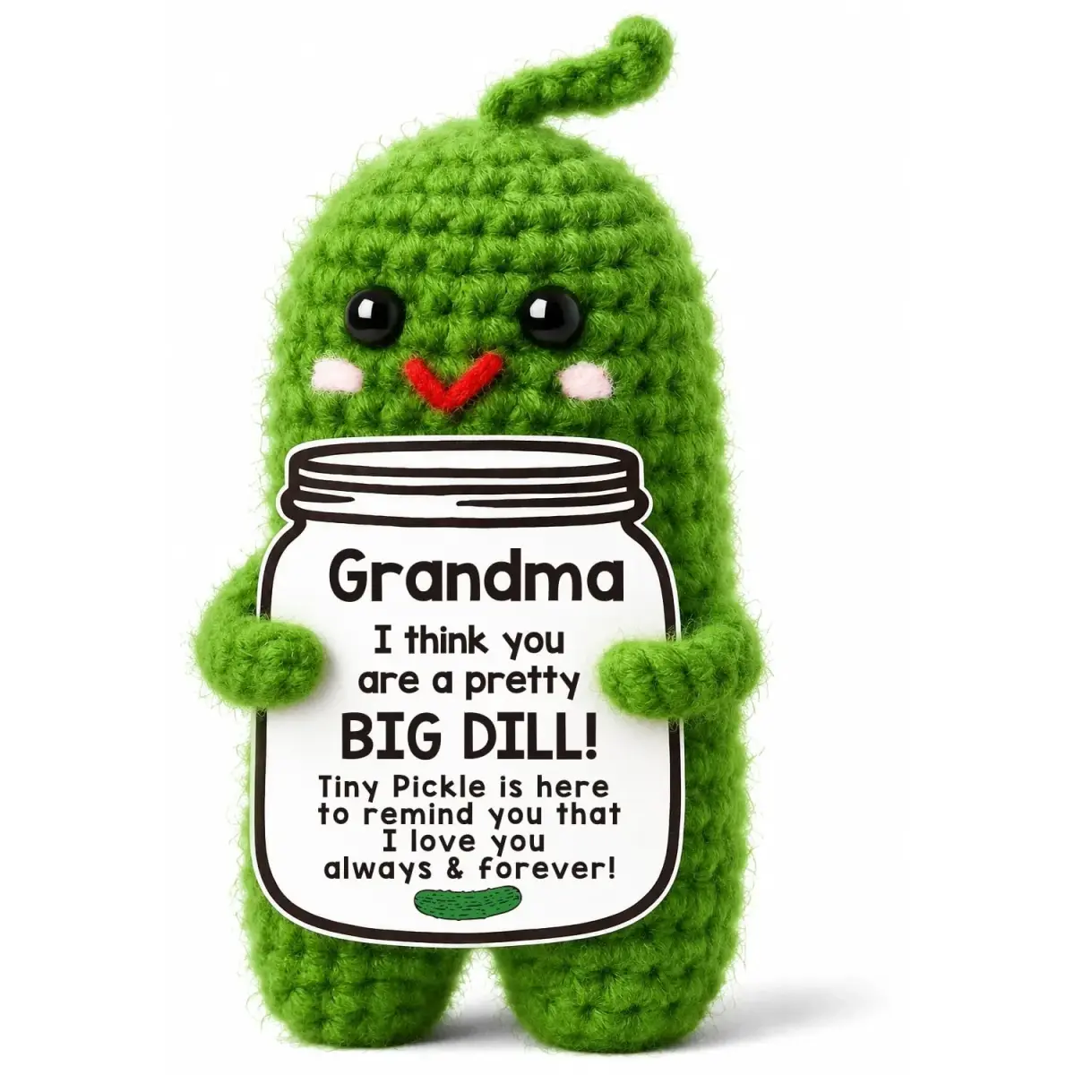 MAMAGIFTREE Crochet Emotional Support Pickle Plush Figure | Handmade Gift for Grandma, 4 inches - main product image