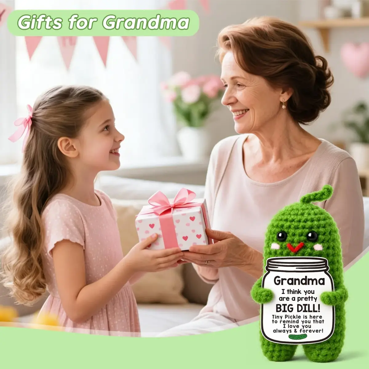 MAMAGIFTREE Crochet Emotional Support Pickle Plush Figure | Handmade Gift for Grandma, 4 inches - view 6