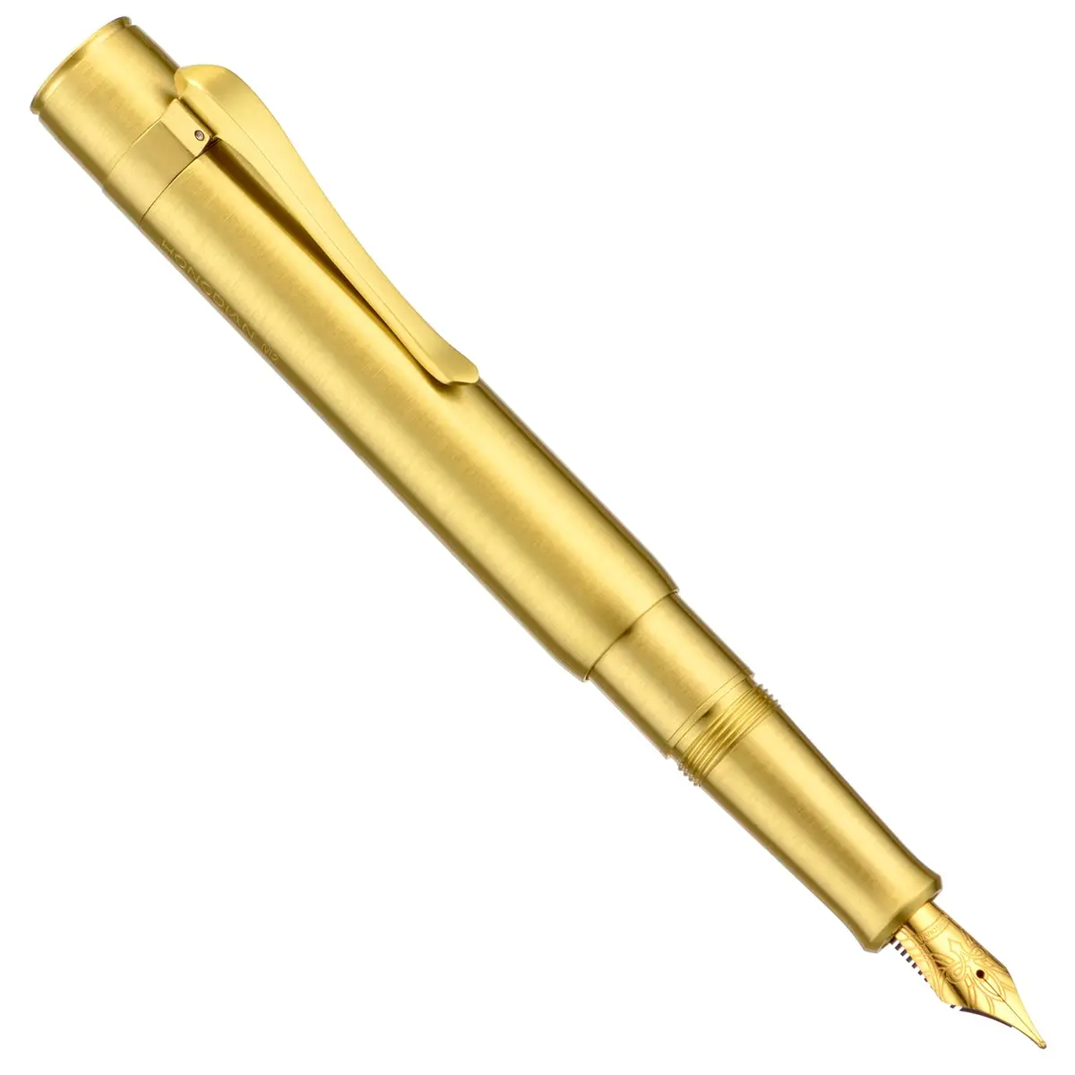 HONG DIAN M2 Mini Brass Fountain Pen with Extra Fine Soft Golden Nib | Sleek Travel Pocket Pen (105mm, Glossy Brass) - view 9