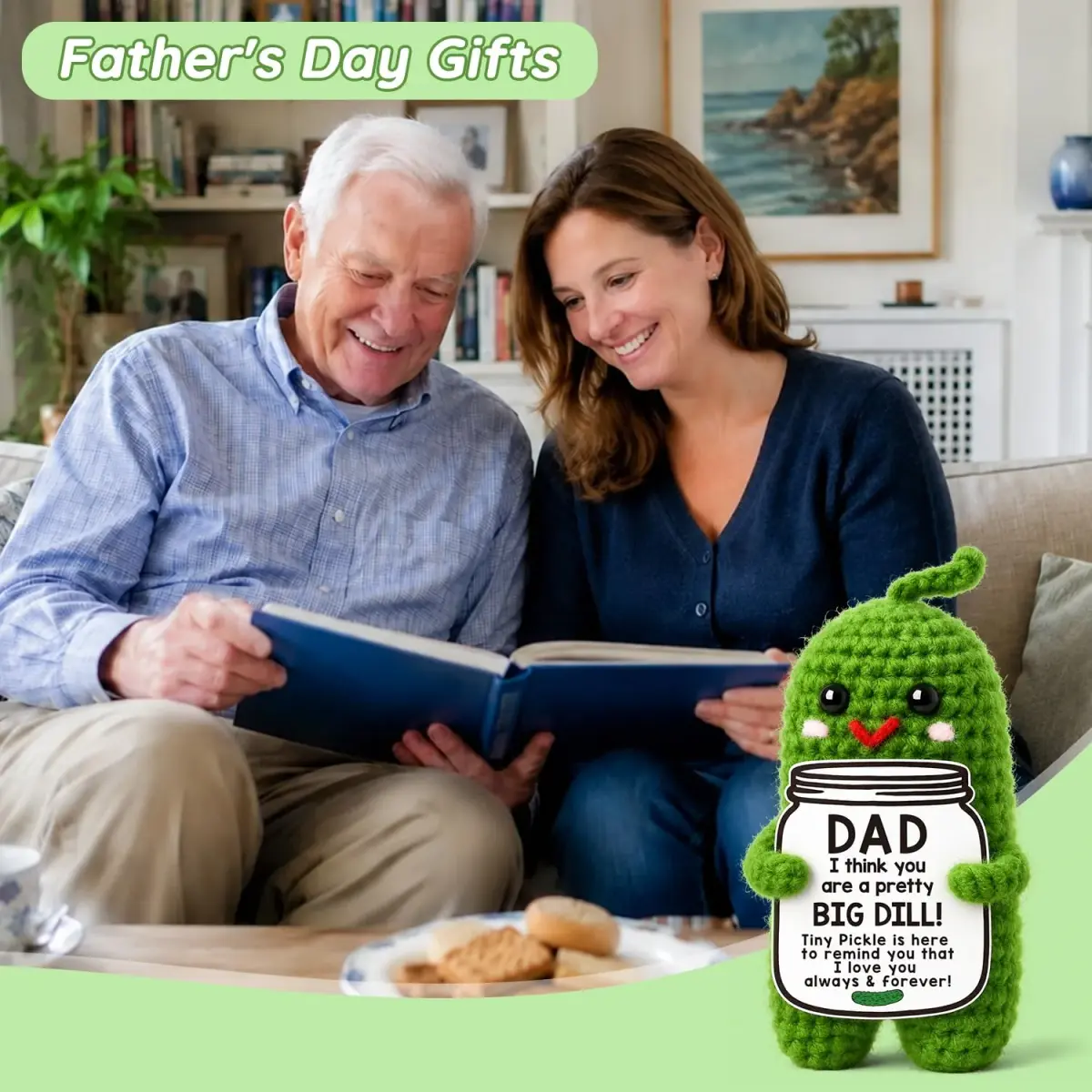 MAMAGIFTREE Handmade Crochet Emotional Support Pickle Dad Gift | 10 cm (4 inches) - view 2