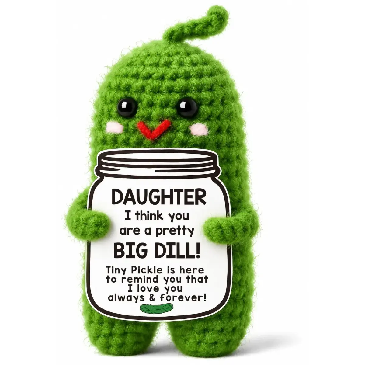 MAMAGIFTREE Handmade Crochet Pickle Plush - Daughter & Hoppy Easter - 4 inch (10.16 cm) - main product image