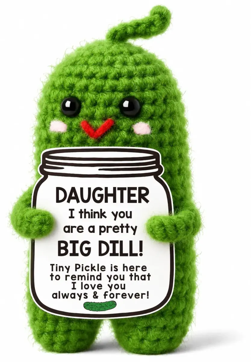 MAMAGIFTREE Handmade Crochet Pickle Plush - Daughter & Hoppy Easter - 4 inch (10.16 cm) - main product image