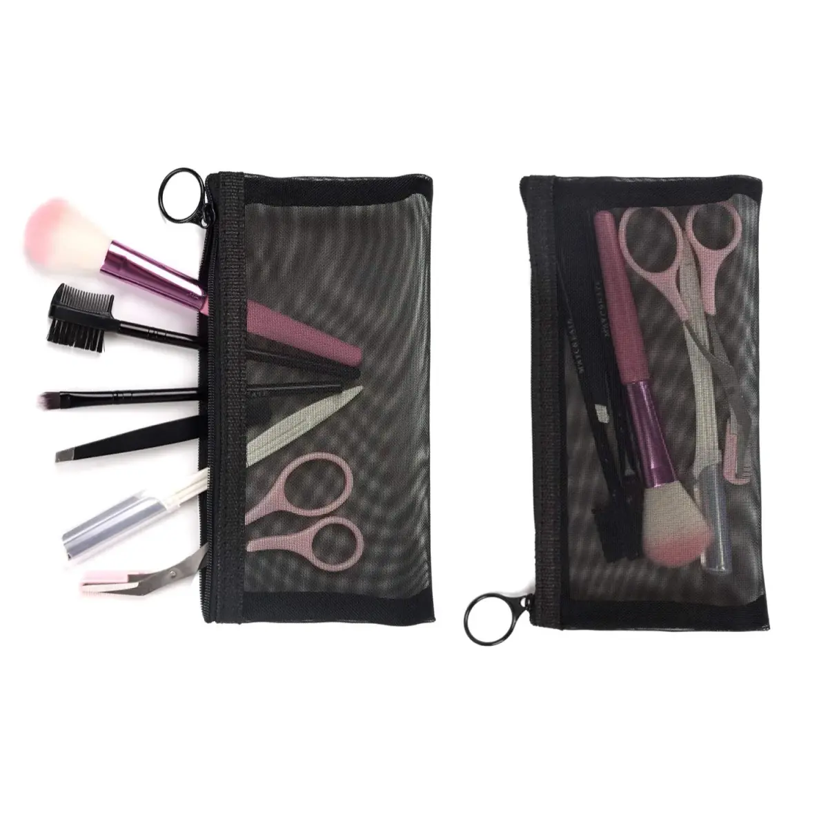patu Zipper Mesh Bags Set of 5 (XS/S/M/L & Long Pouch) Black | Lightweight Travel Toiletry Organizer - view 6