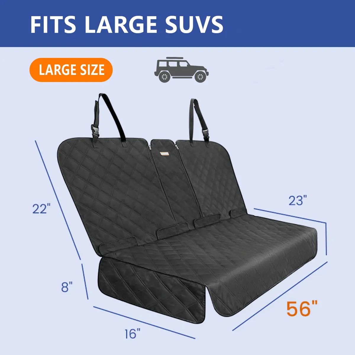ALLANSING Heavy-Duty 900D Waterproof Back Seat Cover for Large SUVs | 142cm (56") Width, Black - view 6