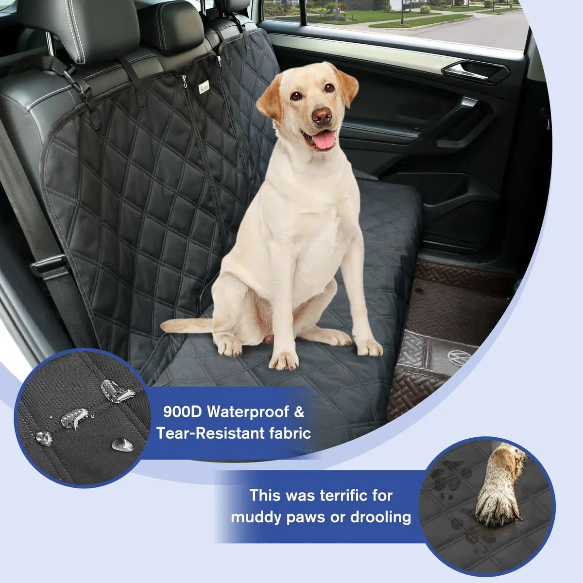 ALLANSING Heavy-Duty 900D Waterproof Back Seat Cover for Large SUVs | 142cm (56") Width, Black - view 2