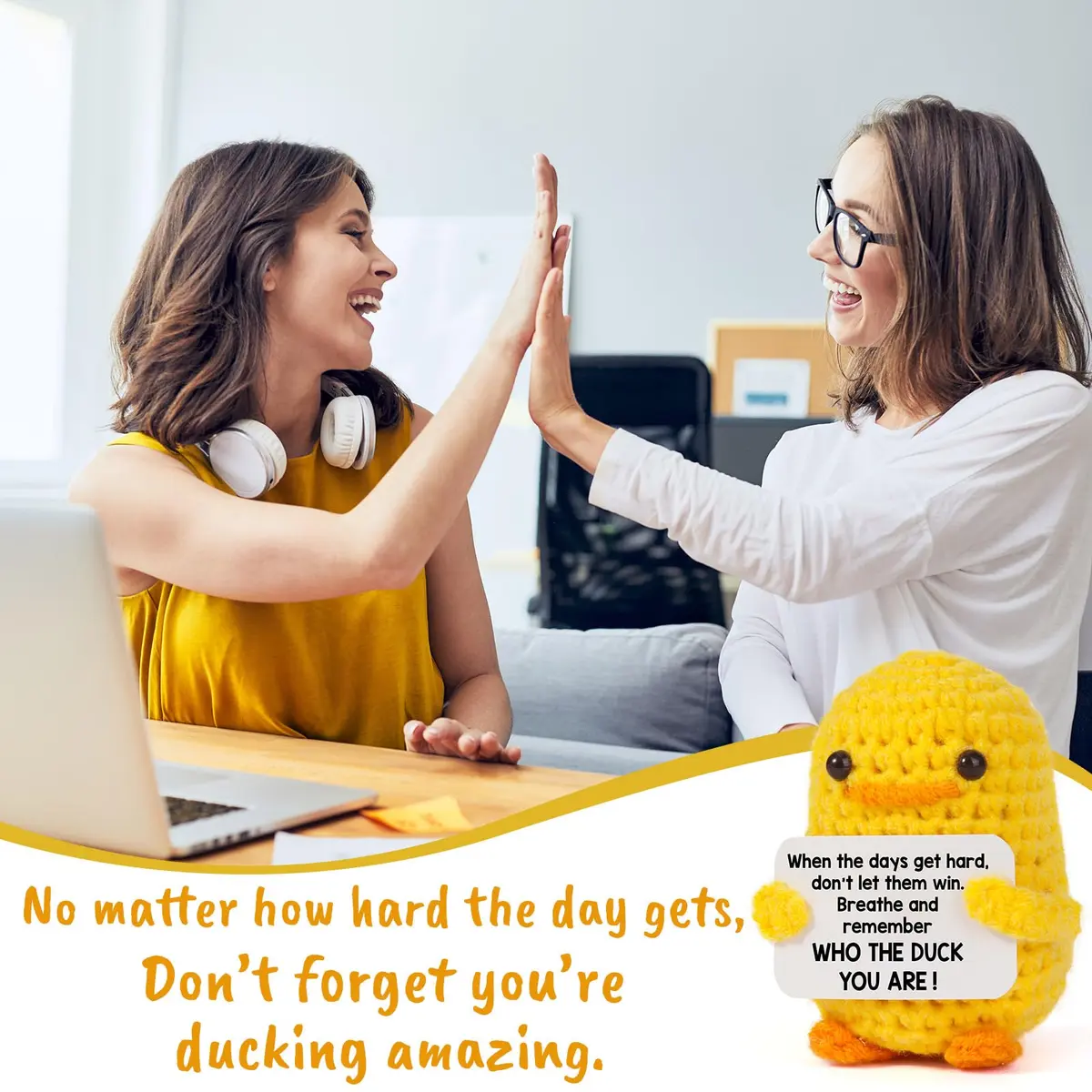 MBL Inspirational Duck Plush Toy 8 cm (3.14 inches) | Cute Desk Decor for Stress Relief - view 5