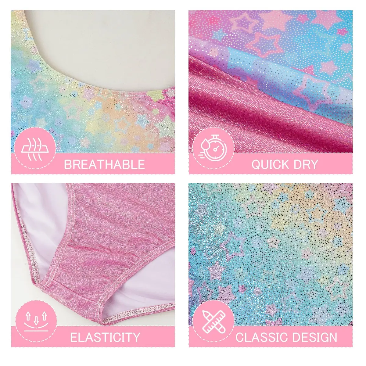 Gogokids Girls Long Sleeve 3 Pcs Gymnastics Leotard Set with Shorts & Hair Scrunchie, 8-9 Years - view 4