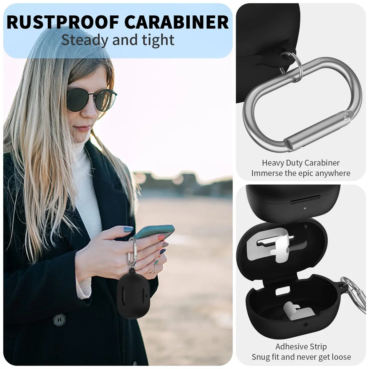 Nimuw for Bose QuietComfort Earbuds (2024) Silicone Case Cover, Black | Shockproof & Skin-Friendly - view 5