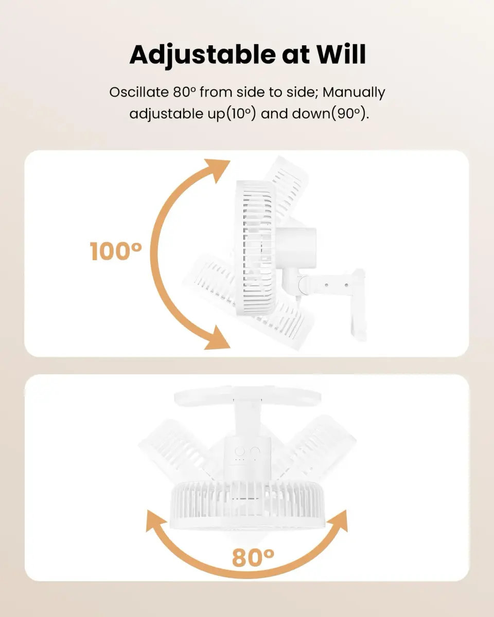 Koonie 8" Wall Mount Fan 35dB Quiet Operation | 3 Speeds, Timer, Remote Control, 10W Energy Efficient - view 5