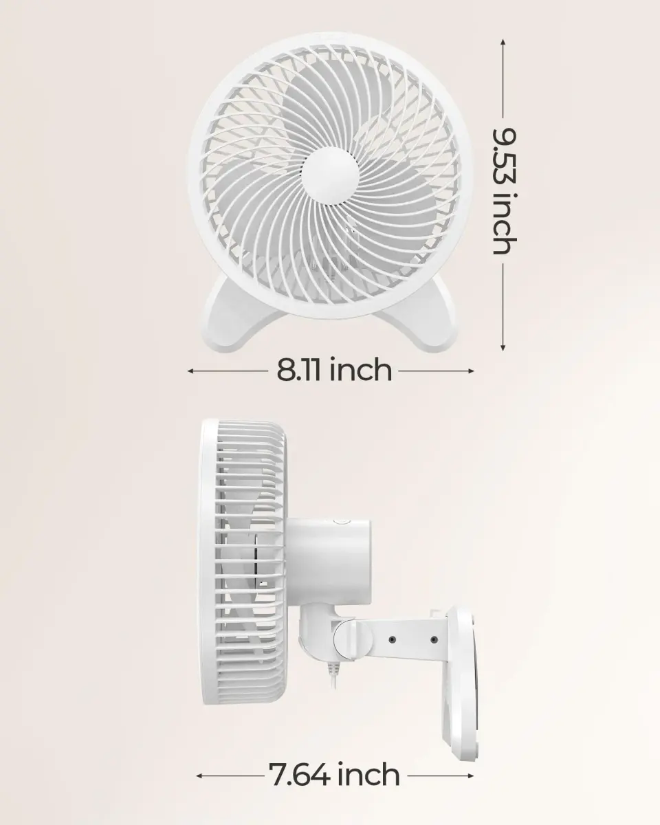 Koonie 8" Wall Mount Fan 35dB Quiet Operation | 3 Speeds, Timer, Remote Control, 10W Energy Efficient - view 7